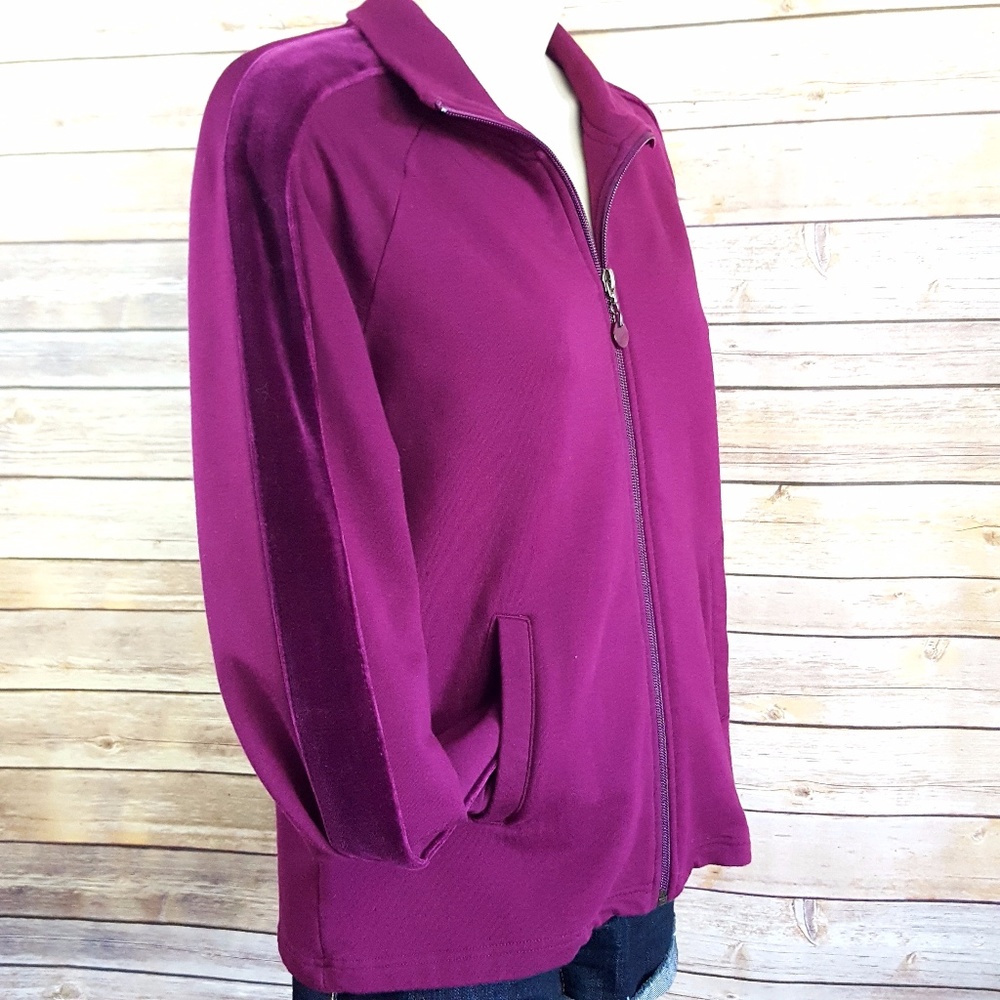 Talbots women's zip up sweatshirt with velvet trim